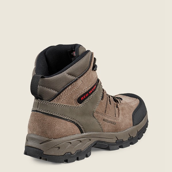 Red Wing Hiking Boots Grey Brown - Mens Truhiker - 6-inch Waterproof Safety Toe - 4056-ZKUWT